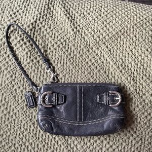 Coach Black leather wristlet